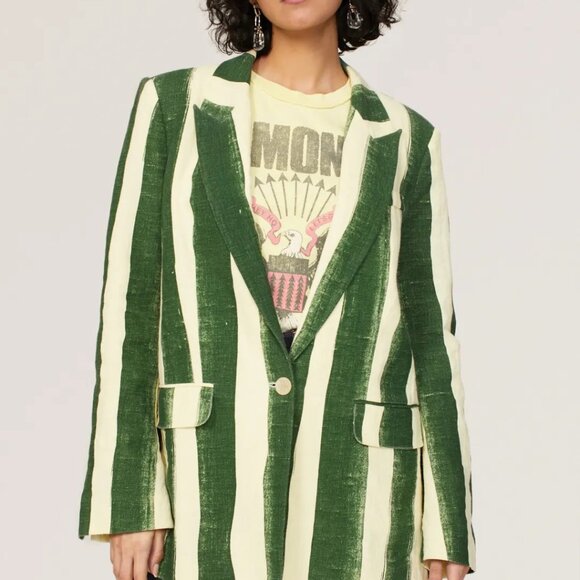 Simon Miller Lennox Jacket in Green Stripe - Picture 2 of 11